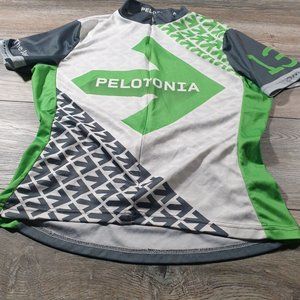 Pelotonia Womens Cycling Jersey Shirt Large Road Bicycle Racing Tour Back STAIN